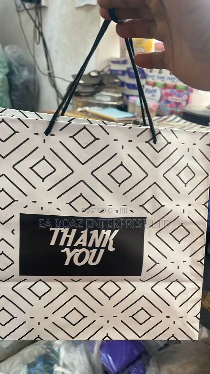 Takeaway Brown Paper With Hand Bags , Thank You Gift Bags 12pcs