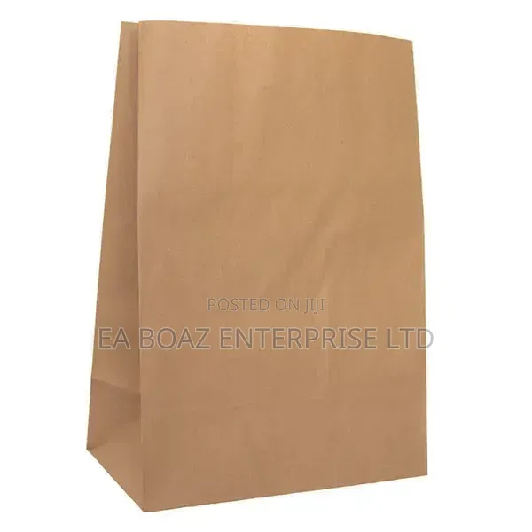 Plain Food Paper Brown Bag, Foldable Restaurant Bags 50pcs