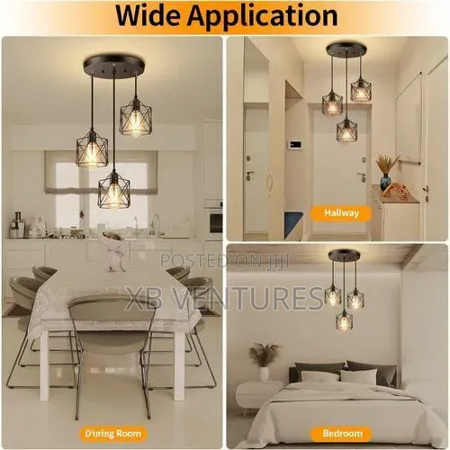 3 Head, Adjustable Pendant, Recessed Lighting+Metal Cage Base
