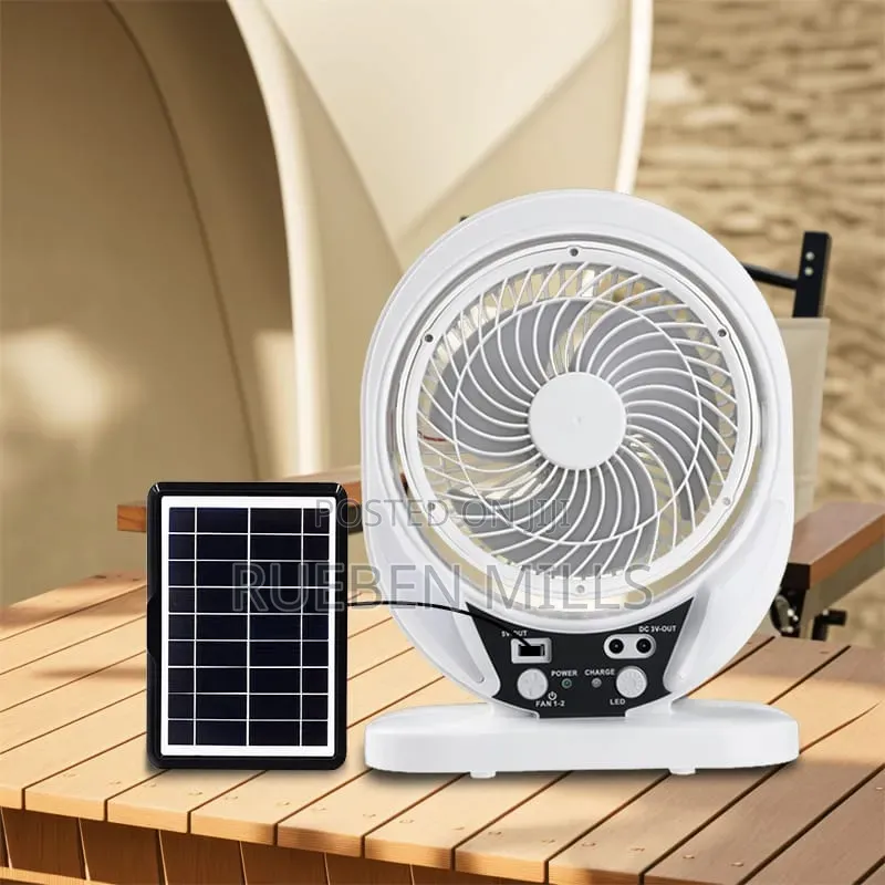 Green Energy Solar and Electric 8 Inches Rechargeable Table Fan