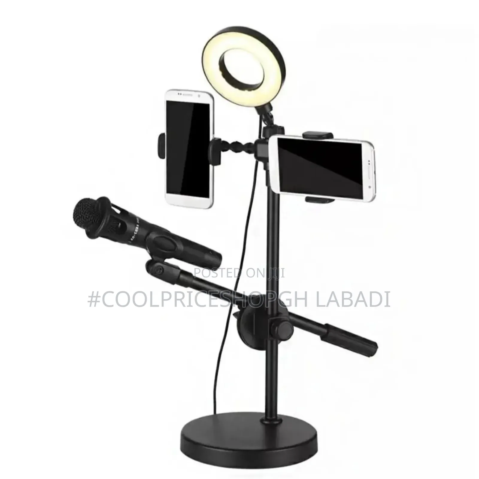 Microphone Smartphone Tripod With Ringled Lights