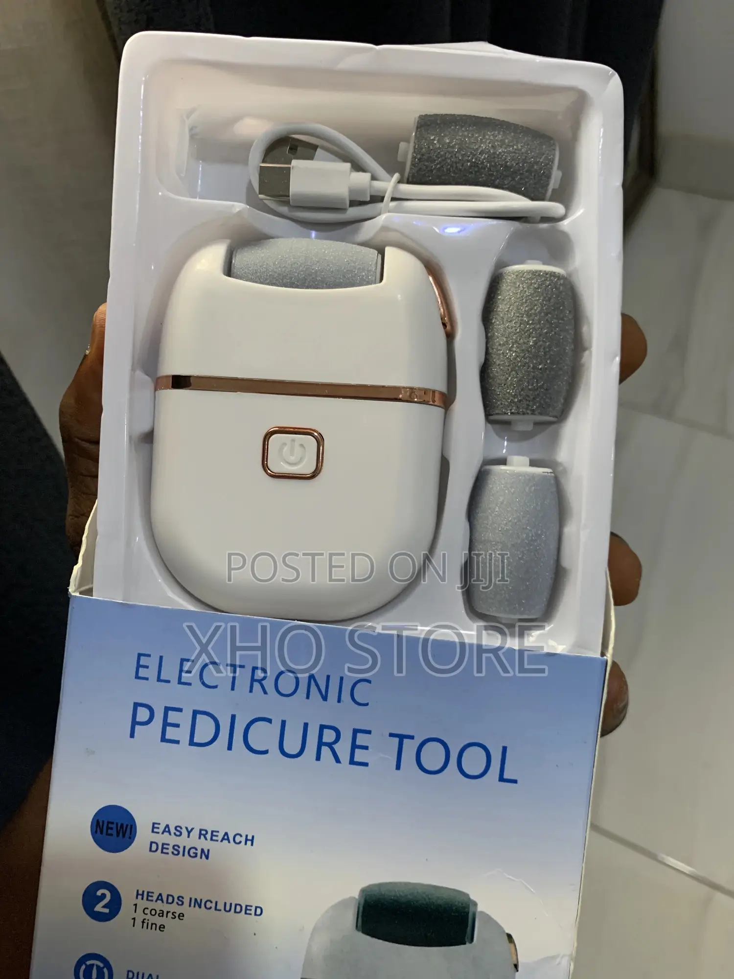 Usb Charged Foot Scrubber Set With 3 Replaceable Roller Heads-Pedicure
