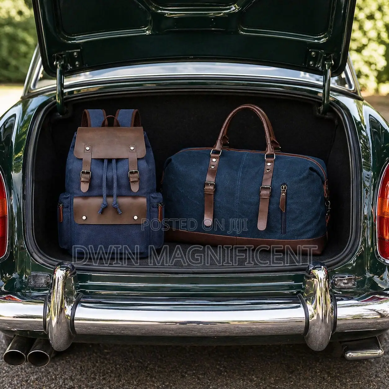 Vintage Canvas/Leather Travel Set Featuring Backpack and a Duffel Bag