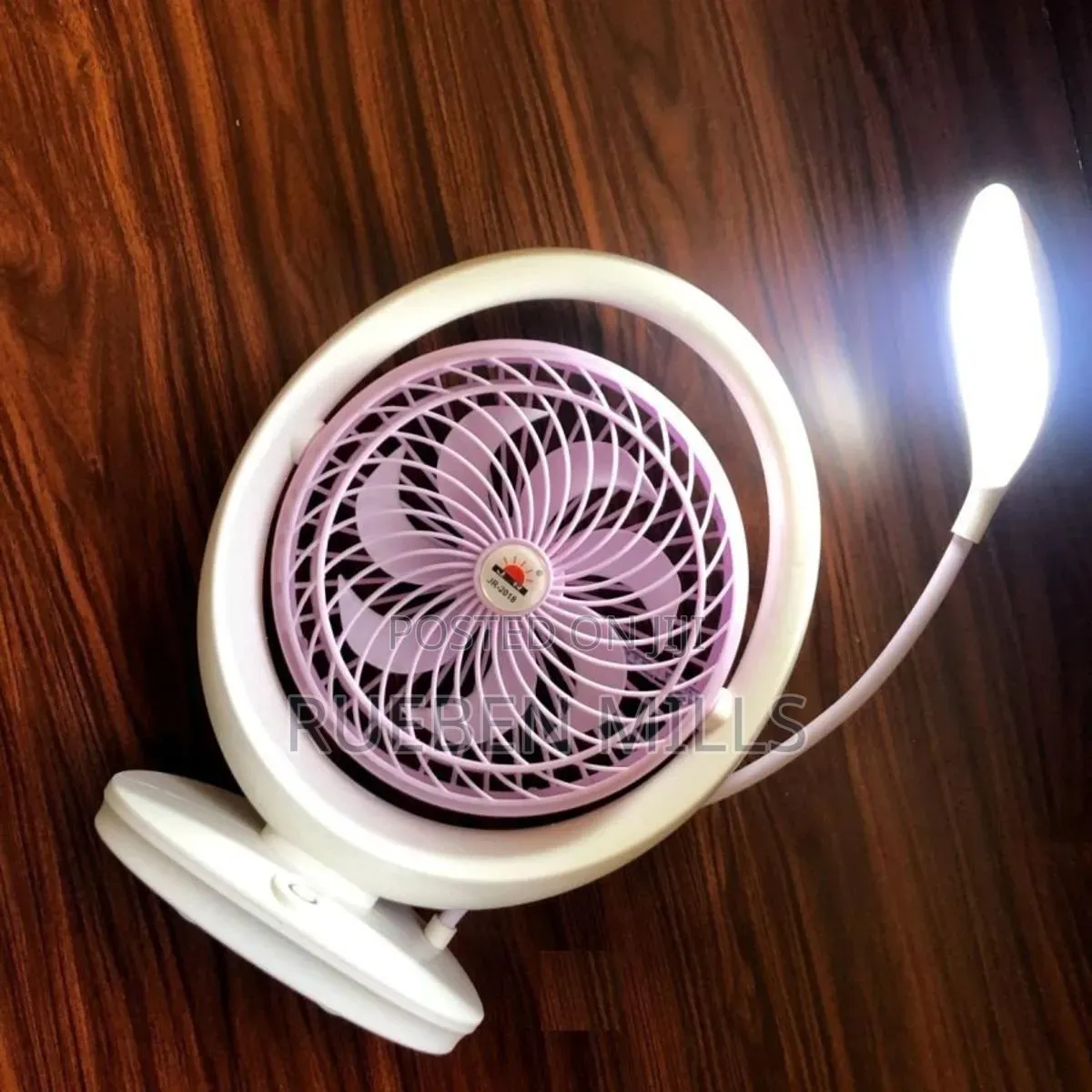 Seven Inch Rechargeable Usb Fan With Bright Light