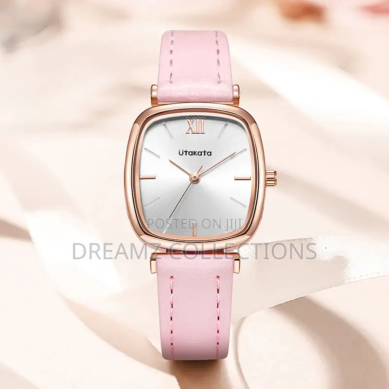 Square Dial Leather Strap Watch