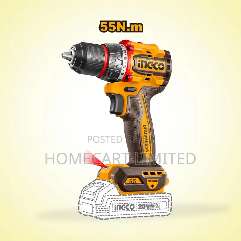 Ingco 55nm Compact Brushless Cordless Drill 20v- Cdli205581