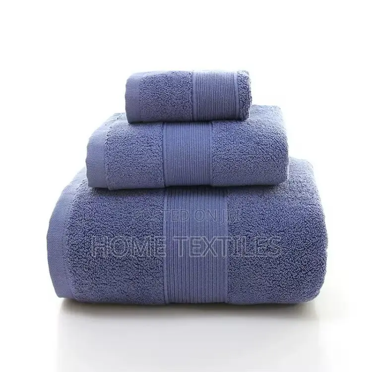 Dark Blue Bath 3 Pieces Towels Set