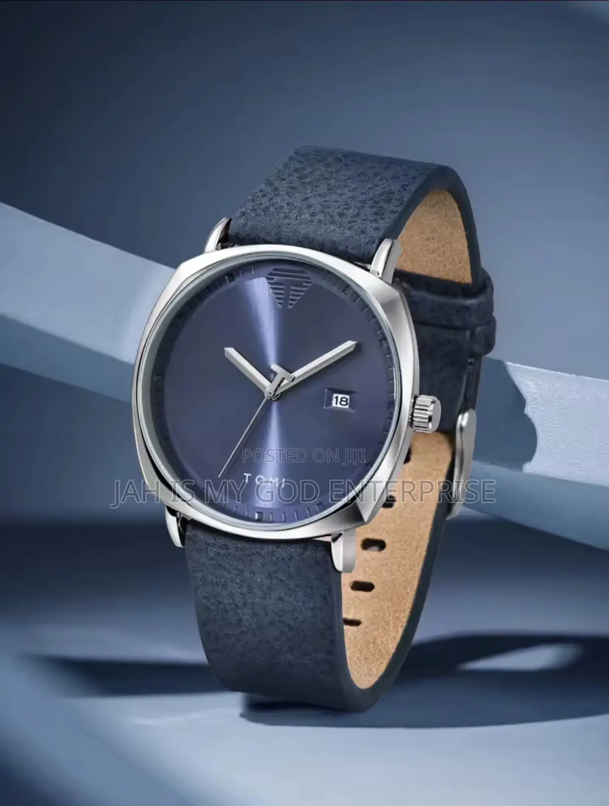 Tomi Men's Minimalist Leather Casual Quartz Watch-blue Silver