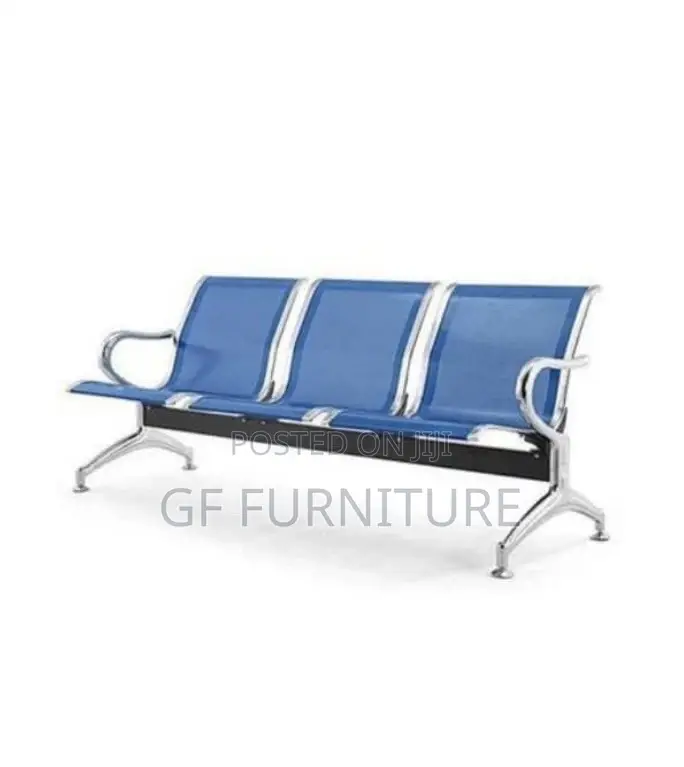 Durable Stylish 3-Seater Blue Reception Bench