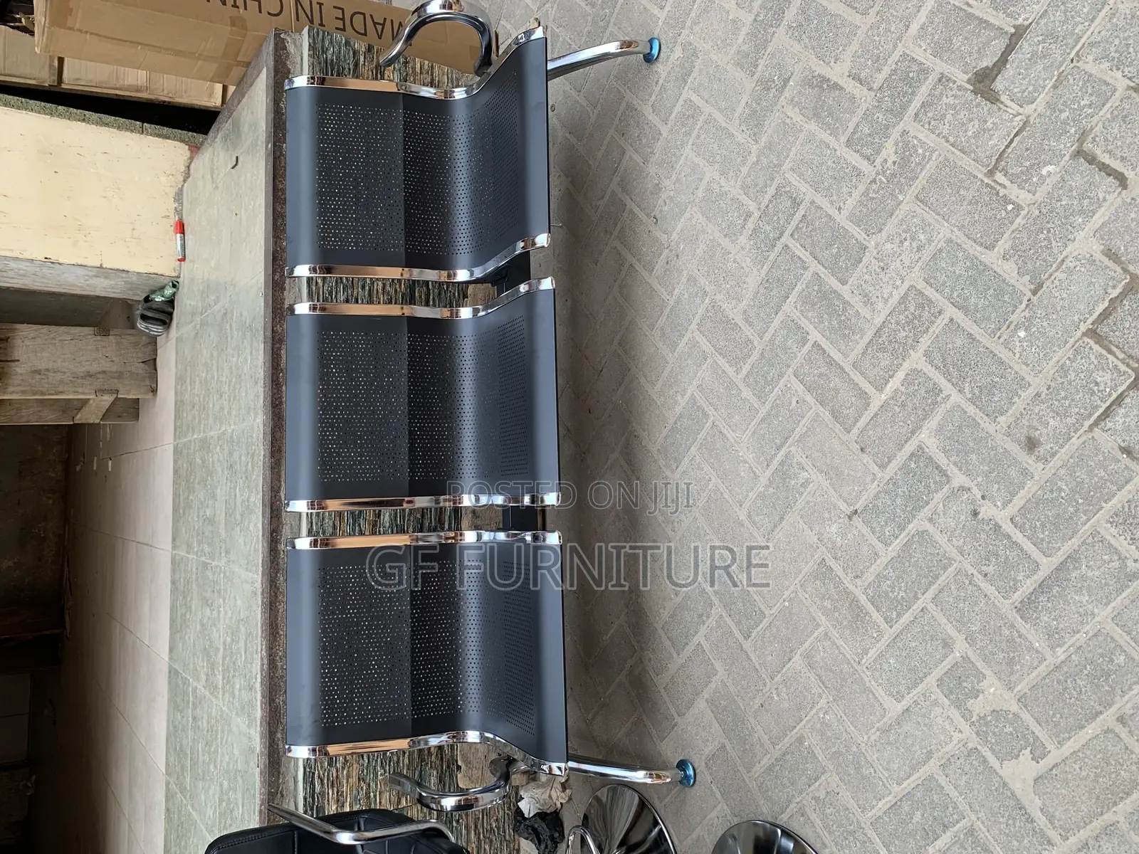 Durable Stylish 3-Seater Blue Reception Bench