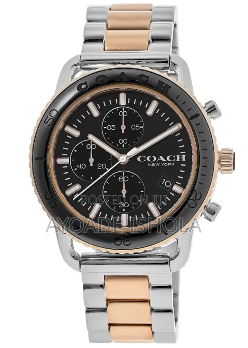 Coach Cruiser Black Chronograph Dial Two-Tone Steel Mens Watch