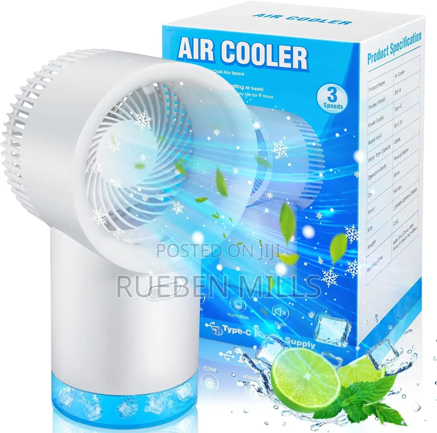 400ml Large Capacity Water Tank Air Cooler and Humidifier Table Fan