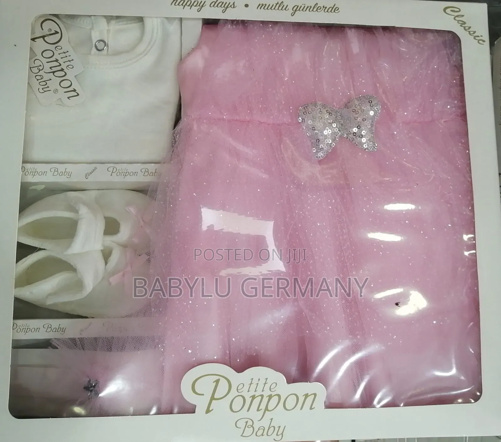 Pink Baby Dress Gift Set for Newborn to 4 Months Old