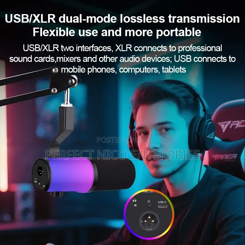 Zx-777 Professional Usb Condenser Microphone With RGB Light