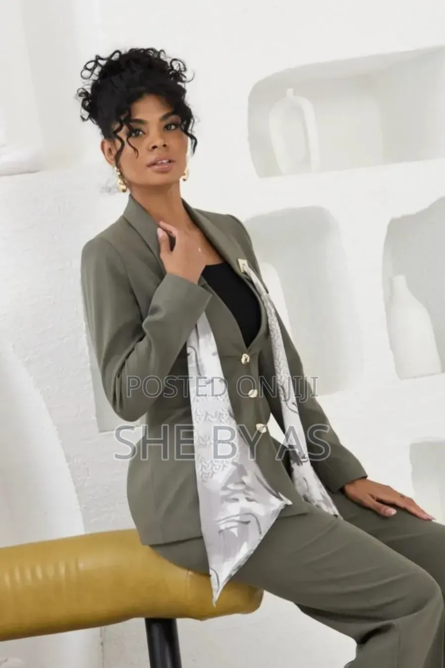 Premium Power Suit — Olive | She By As | Professional Women