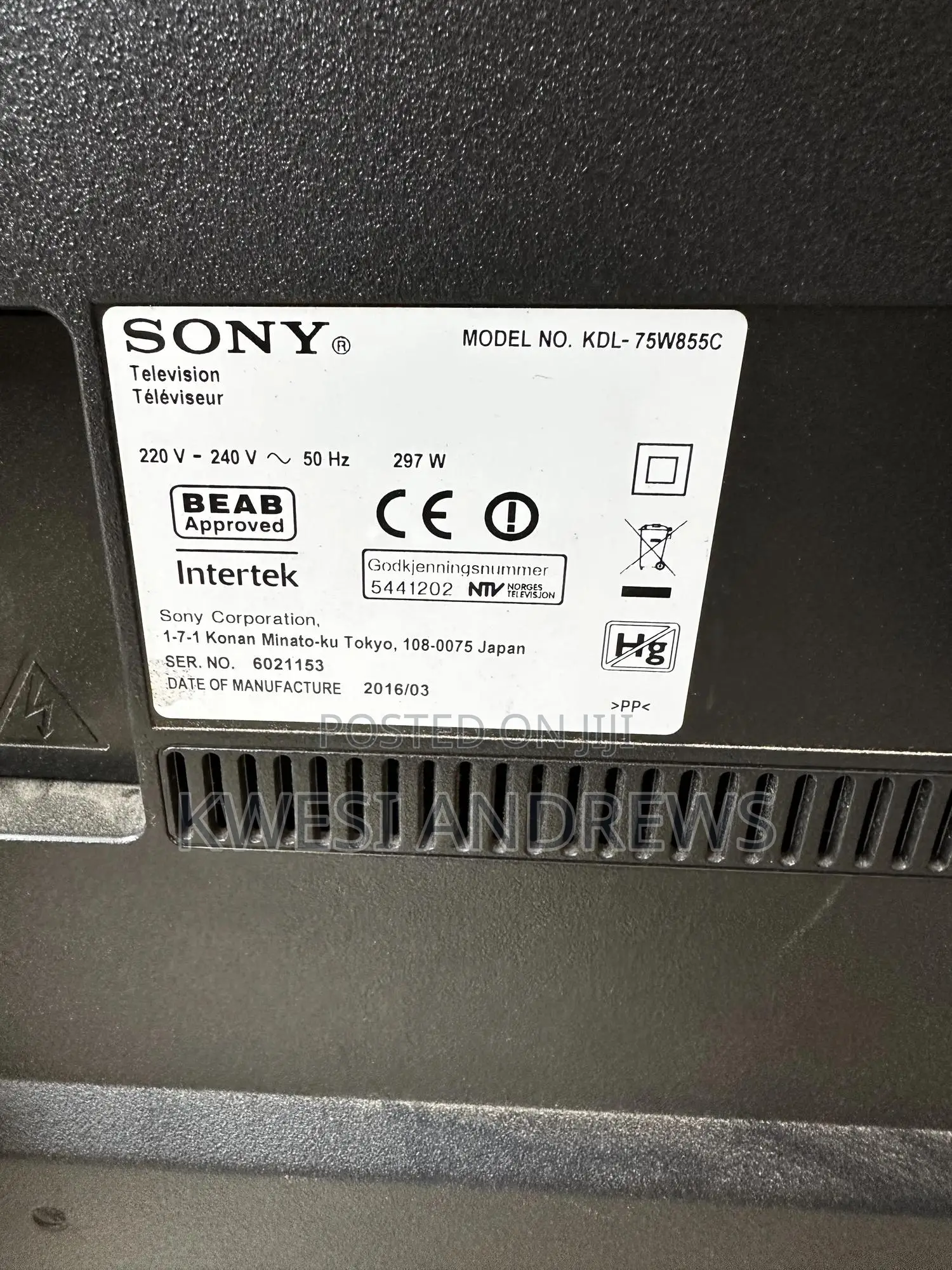 Sony Android 75’Inchs Tv