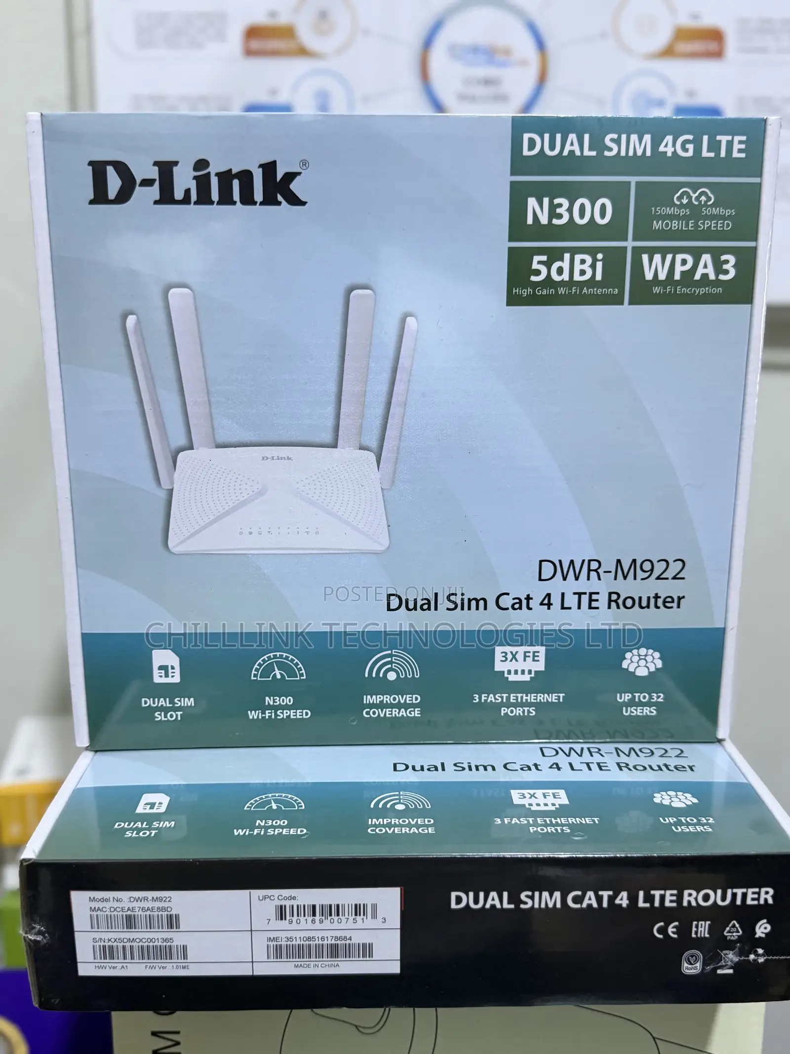 D-Link Dual Sim Cat 4 Let Router DWR-M922