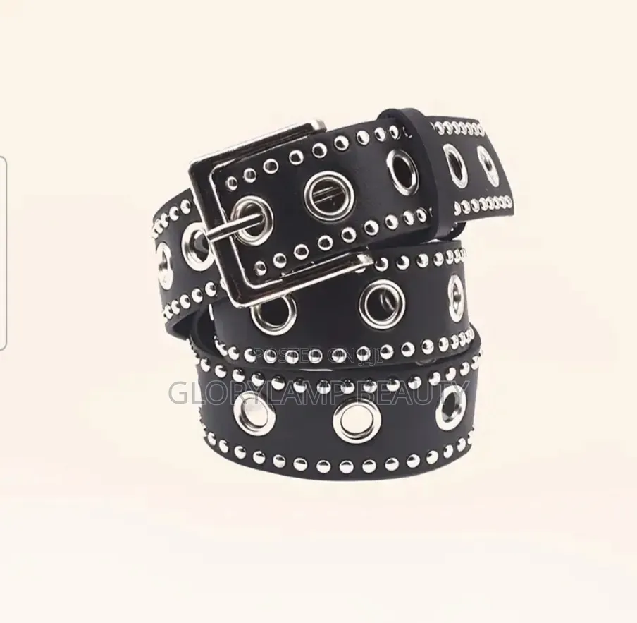 Punkrock Double-Row Studded Eyelet Belt Unisex Gothic Streetwear Style
