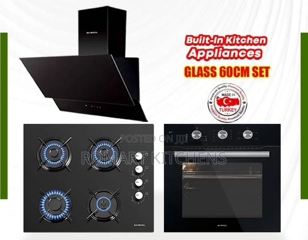 60cm Inbuilt Glass Set. Oven, Hob and Heat Extractor