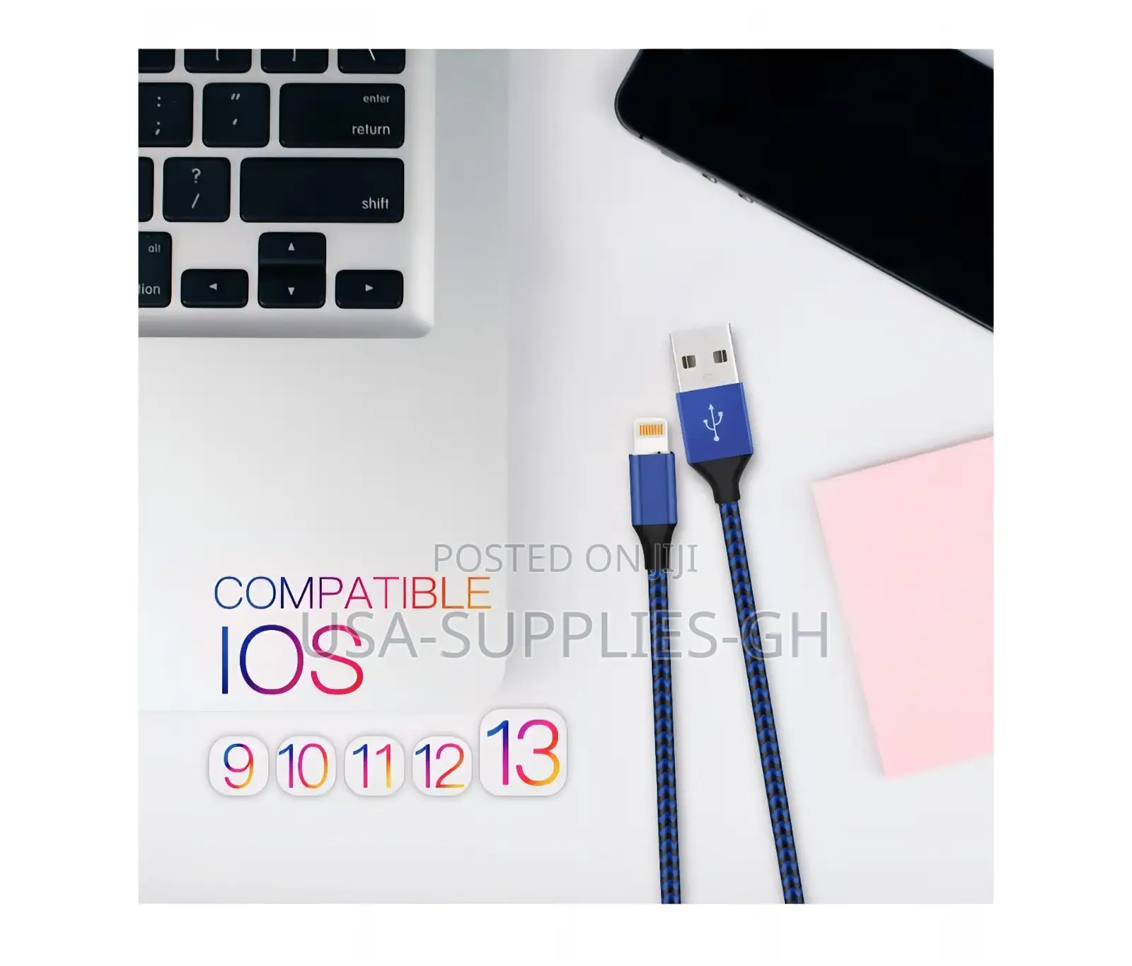 Apple Mfi Certified 6ft Usb-a to Lightning Cable, Braided, From Usa
