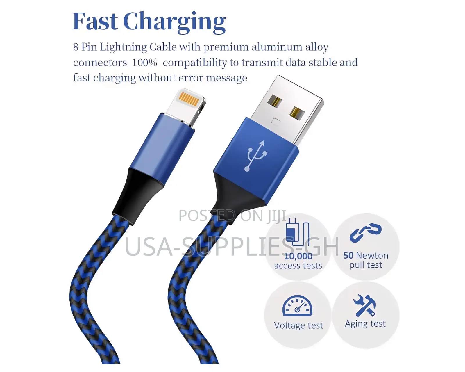 Apple Mfi Certified 6ft Usb-a to Lightning Cable, Braided, From Usa