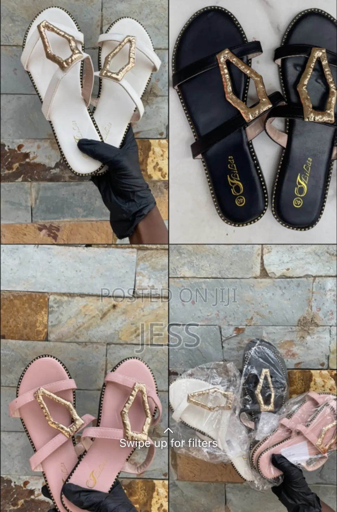 White, Faux Leather Slipper With Metallic Keyhole Design