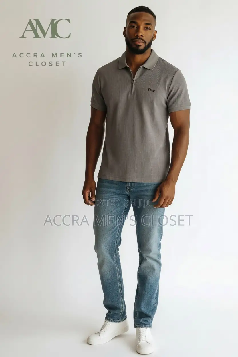 Men's Premium Short Sleeve Polo Shirt – Zip Neck, Smart Casual