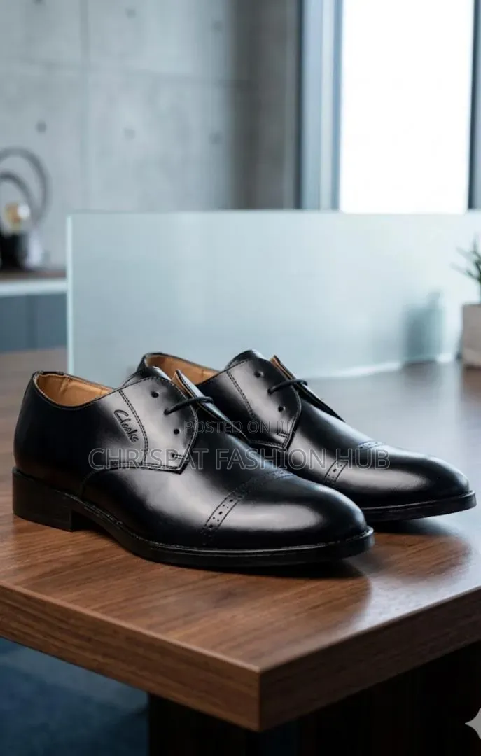 Clarks Black Lace-Up Office Shoes
