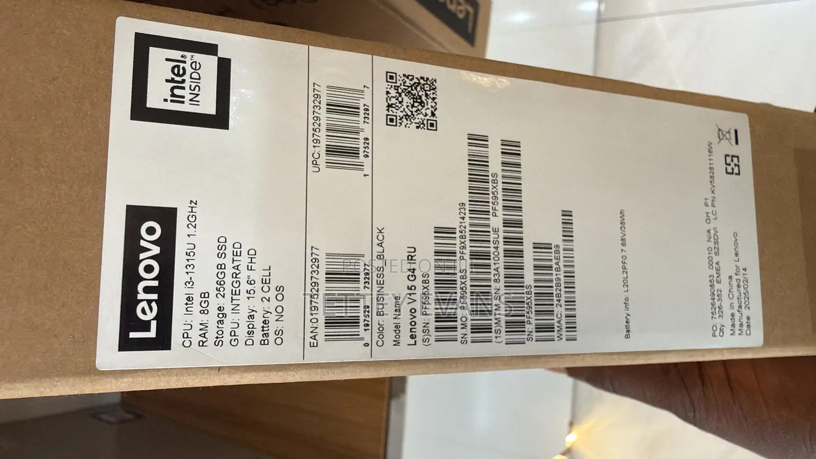 New Laptop Lenovo V15 G4 8GB Intel Core i3 SSD 256GB