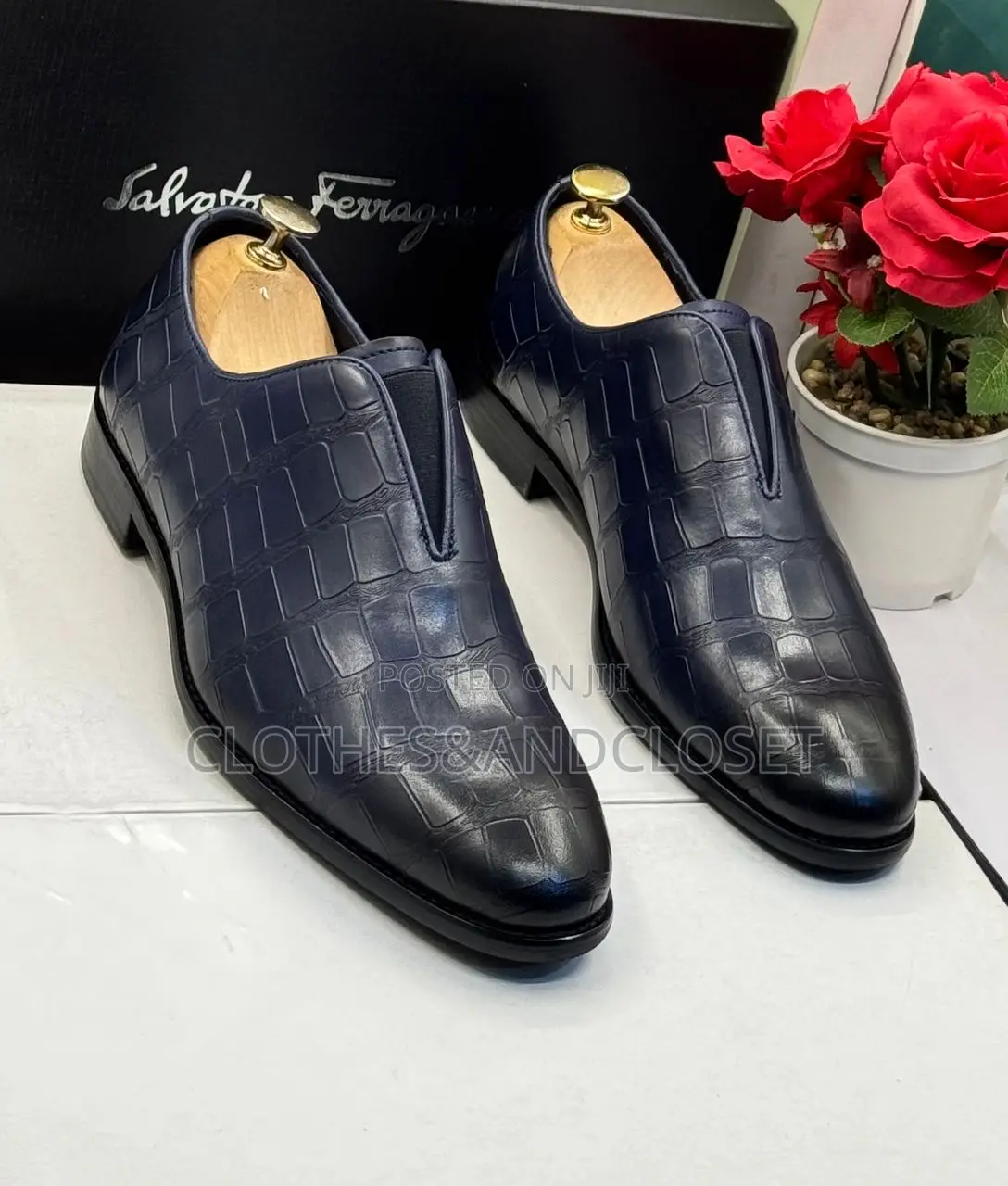 Navy Blue Slip-on Dress Shoes