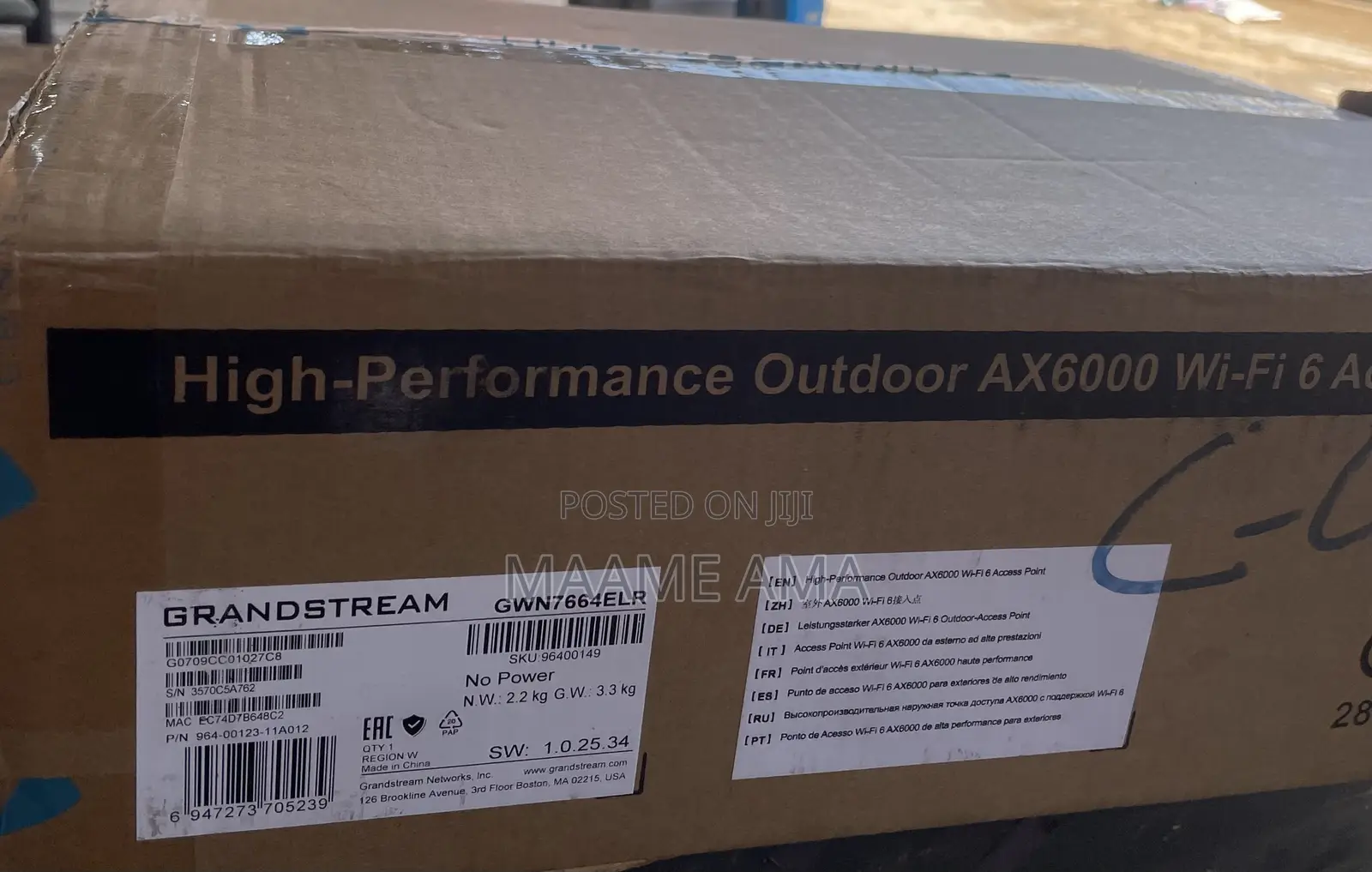 Grandstream Ax6000 Wifi6 300m Omnidirectional Access Point- Gwn7664elr