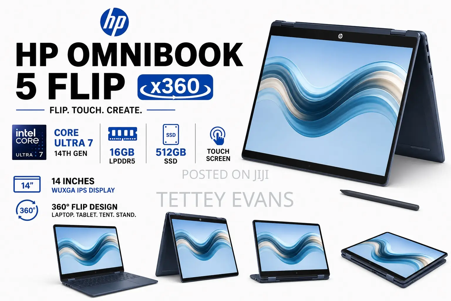 New Laptop HP OmniBook 5 Flip 16GB Intel Core Ultra 7 SSD 512GB