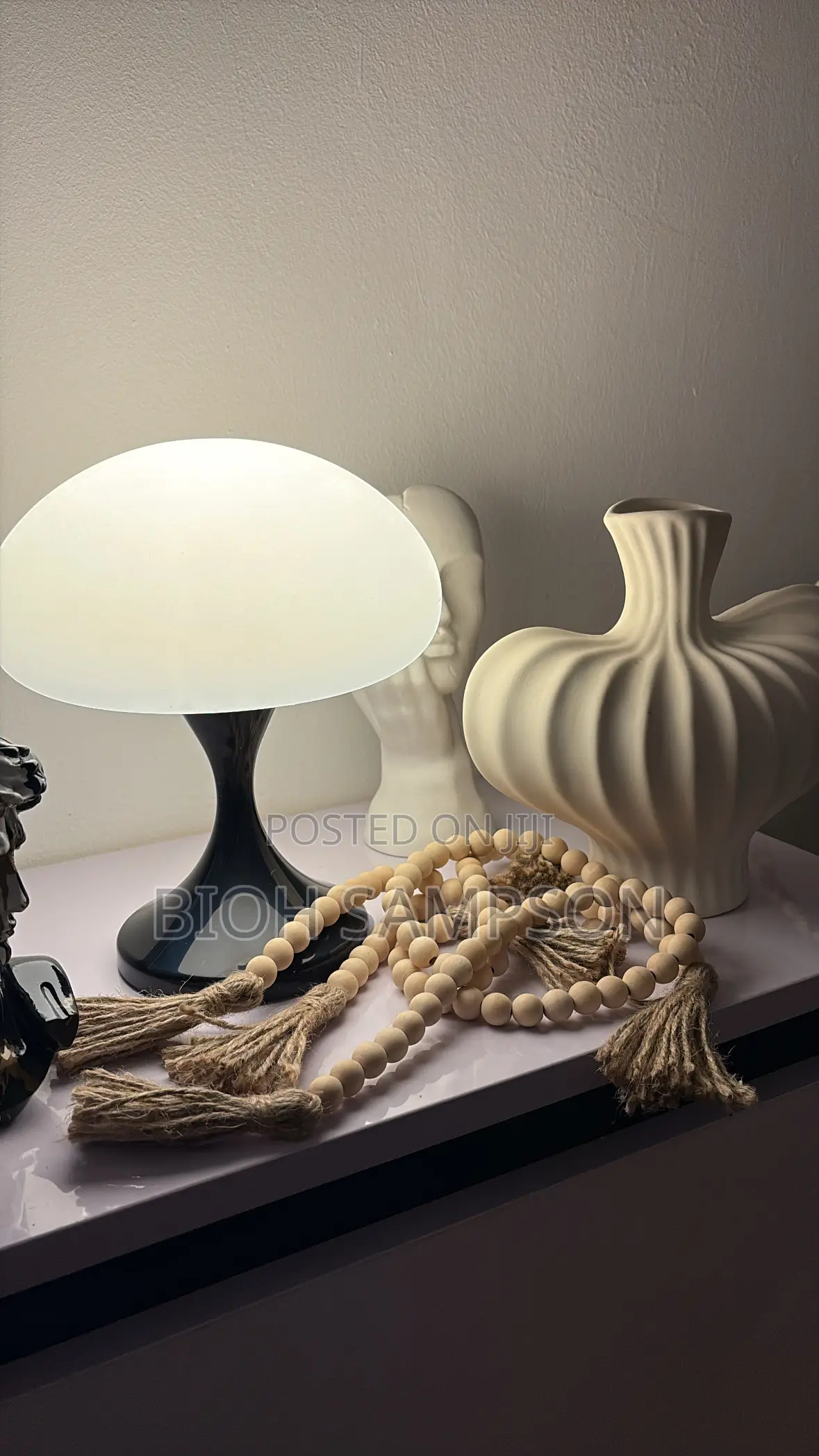 Pink Ceramic Mushroom Table Lamp