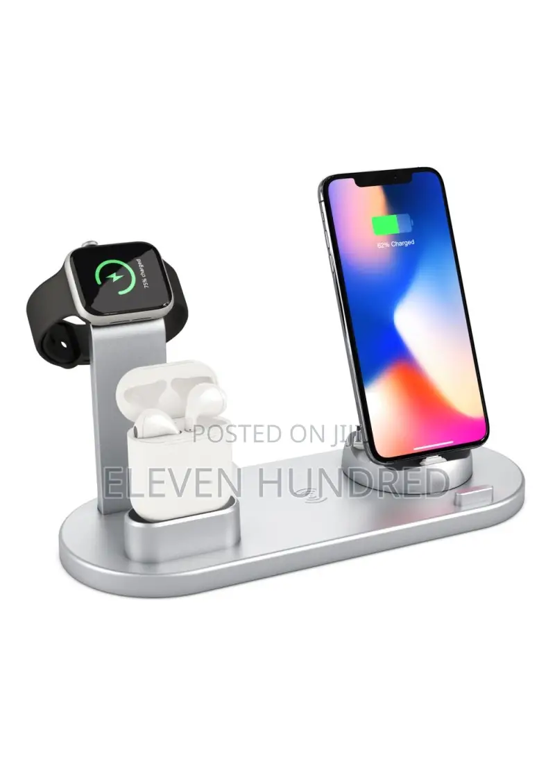 3-in-1 Rotatable Wireless Charging Dock (Silver)