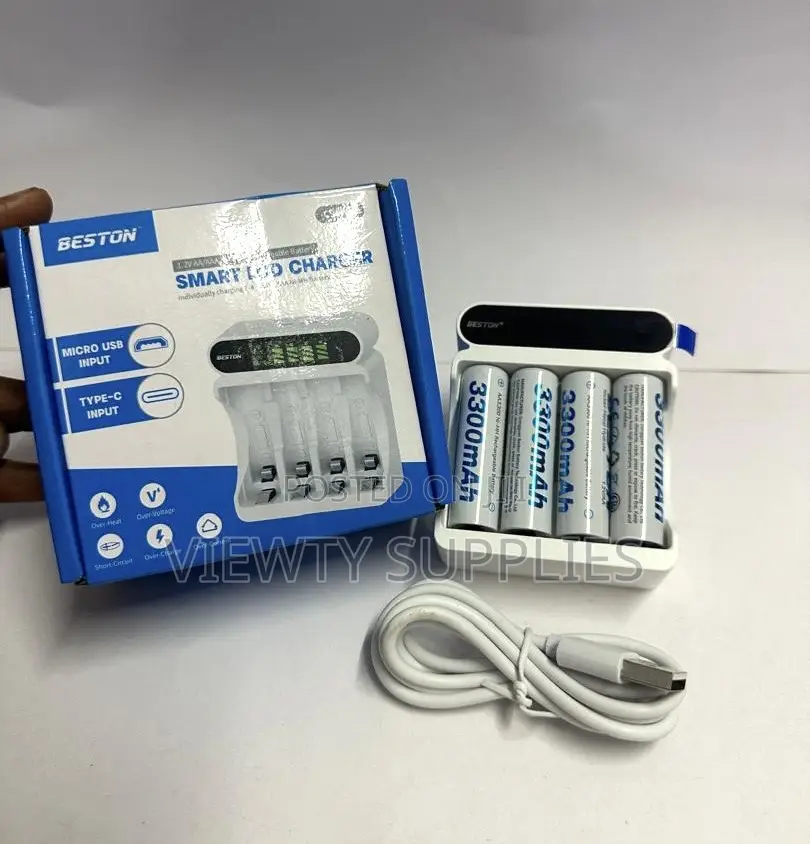 High Capacity Rechargeable Aa Battery With 4 Bay Aa/Aaa + Usb Charger