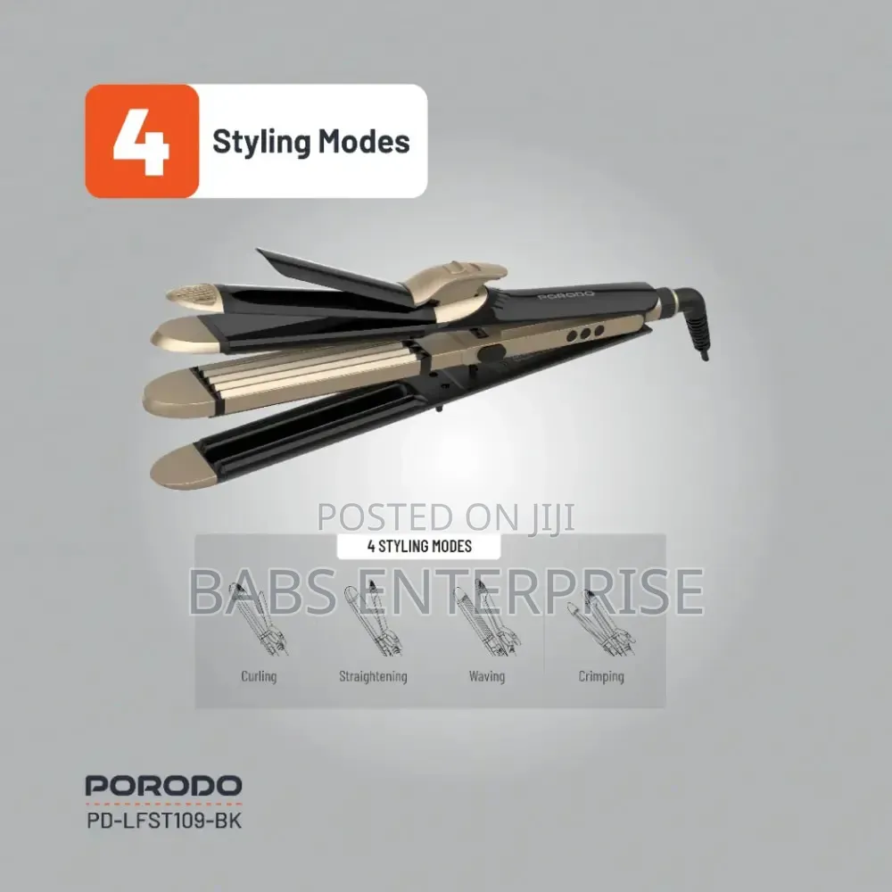 Porodo Lifestyle 4 Style Hair Iron – Black