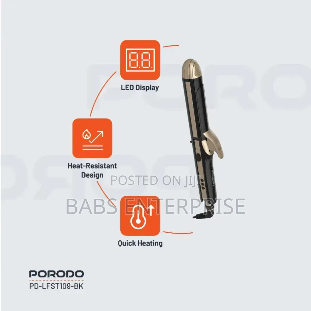 Porodo Lifestyle 4 Style Hair Iron – Black