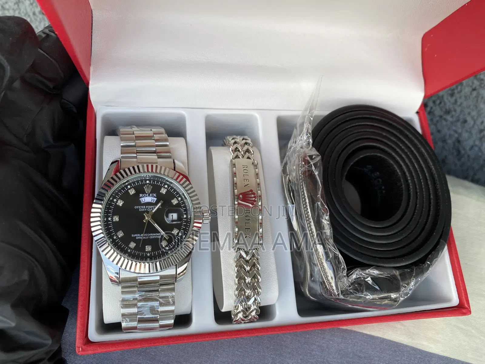 Silver Rolex Watch and Accessories