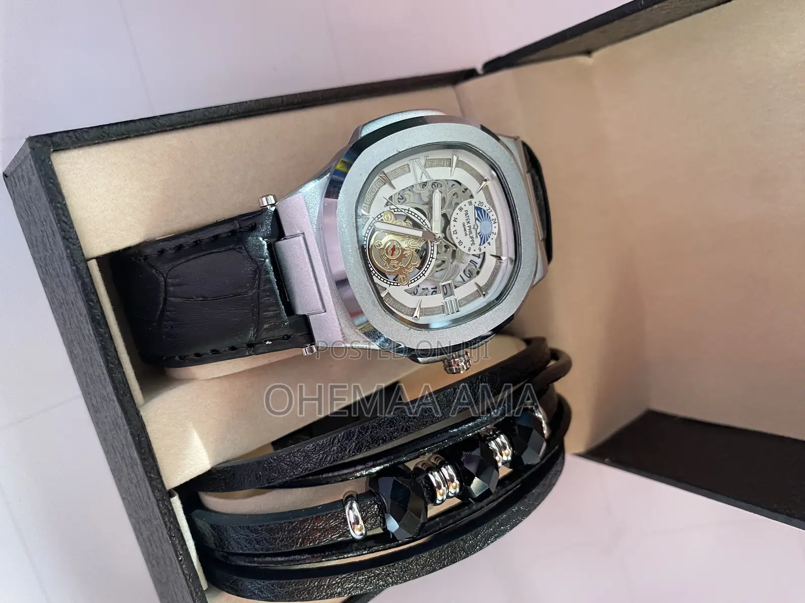 Silver Patek Philippe Watch and Bracelet