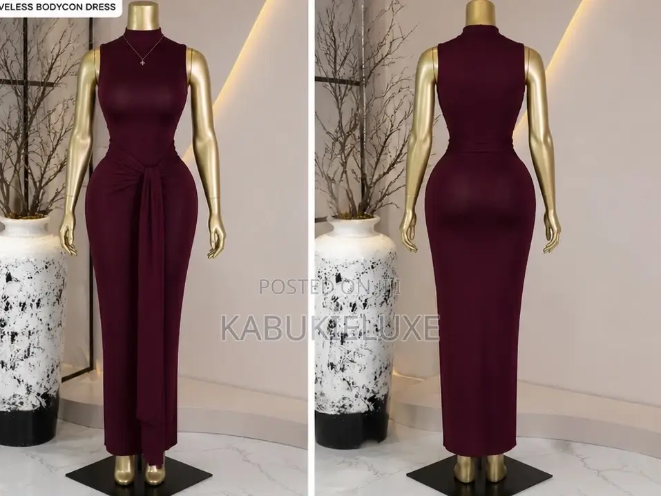 Burgundy Sleeveless Bodycon Dress