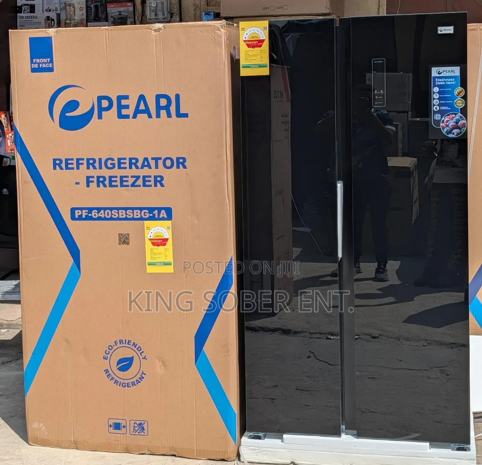 Pearl Pf-640sbsbg Black Mirror Side by Side Fridge 436l Ghc8000.