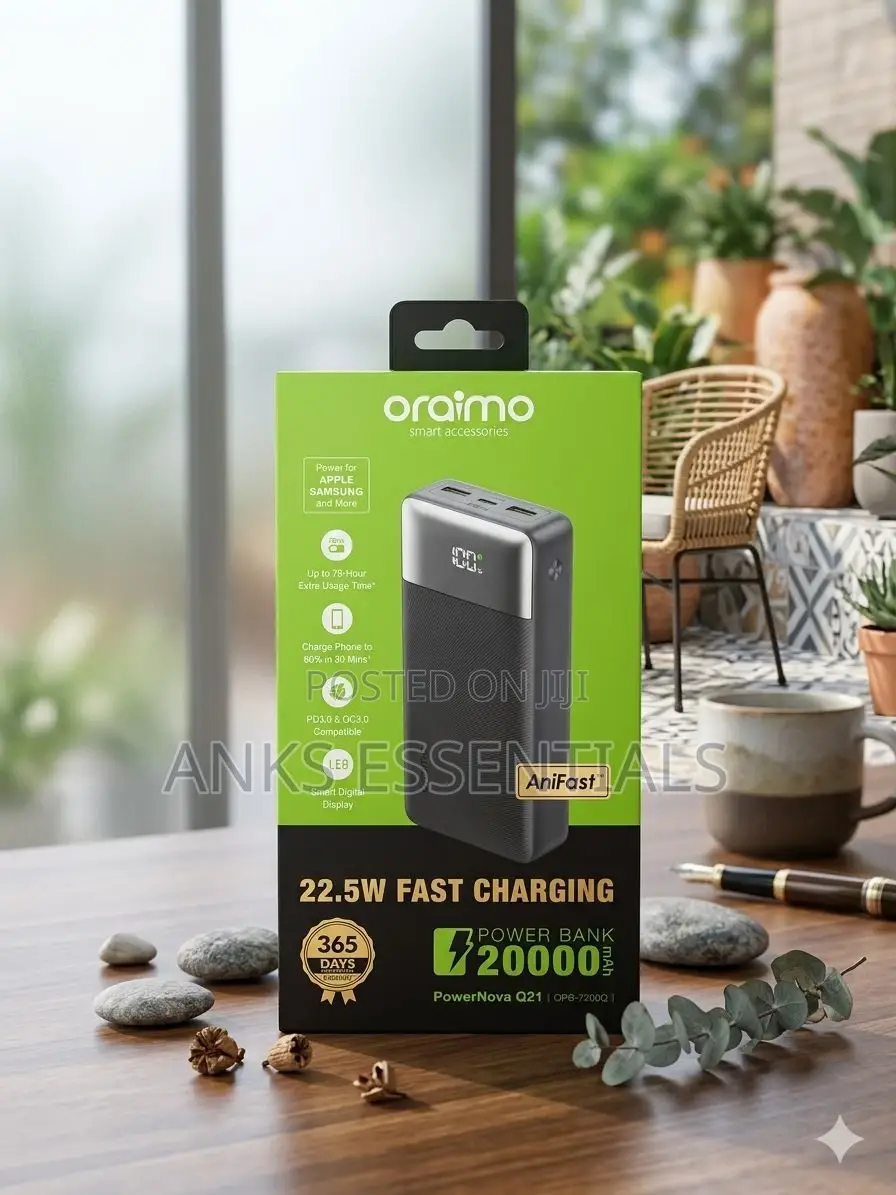 Oraimo 20000mah Power Bank 22.5w – Strong Battery Backup