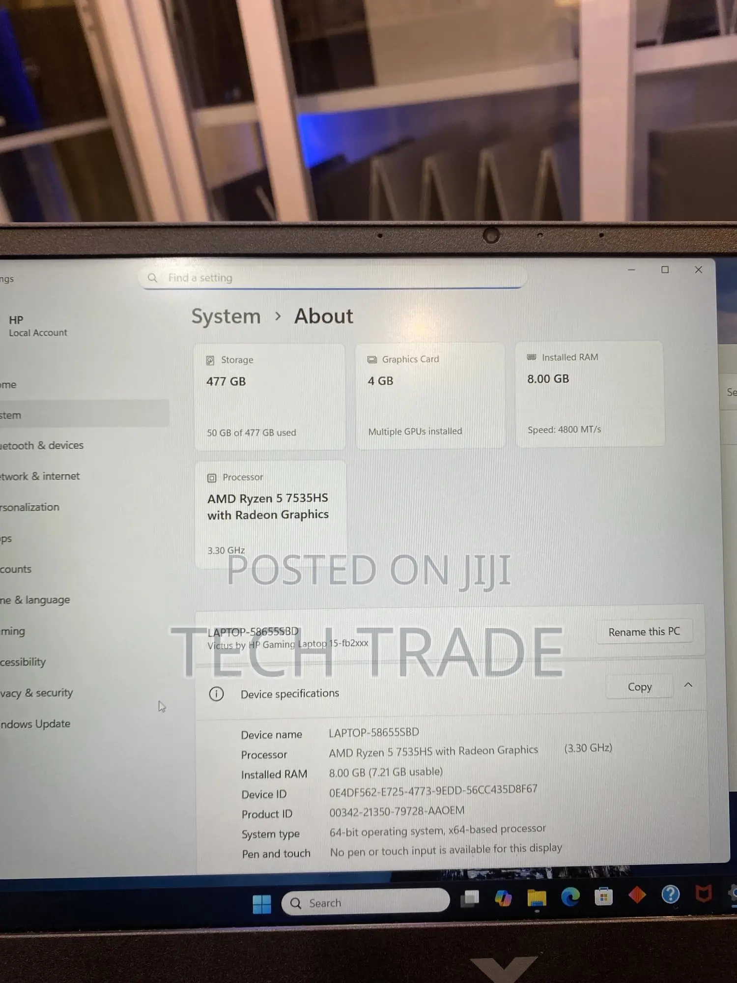 Laptop HP Victus 15 8GB AMD Ryzen 5 SSD 512GB