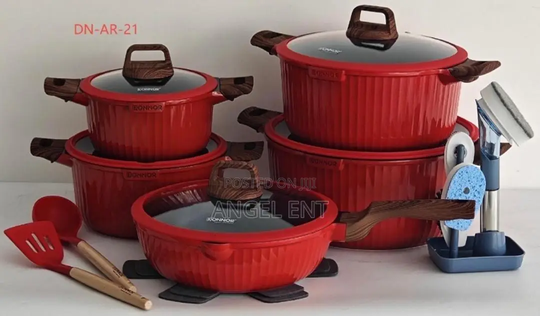 Donnor Red Granite Nonstick Cookware Set (Location: Kumasi)