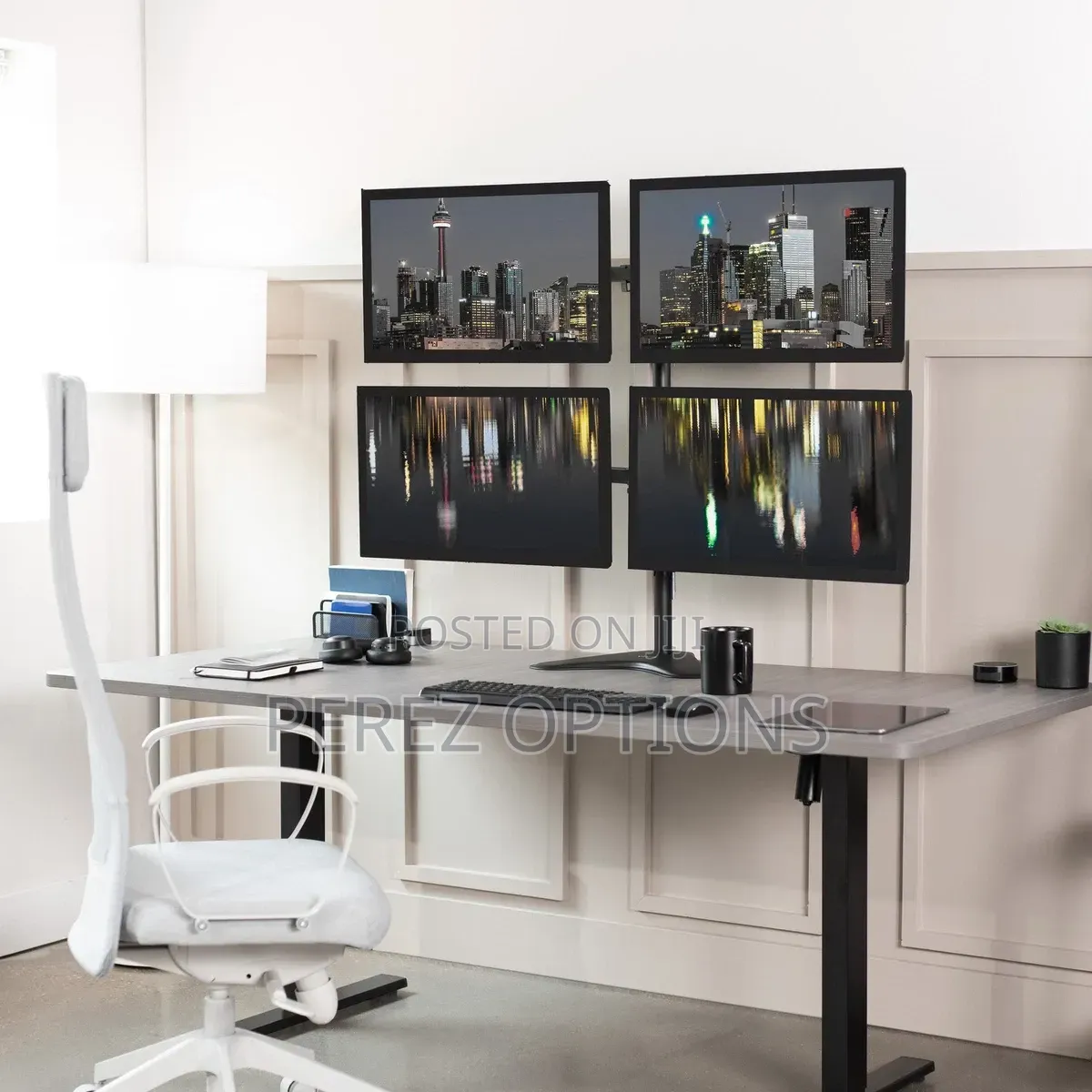 Freestanding Quad Monitor Stand Fully Adjustable With Tilt and Swivel