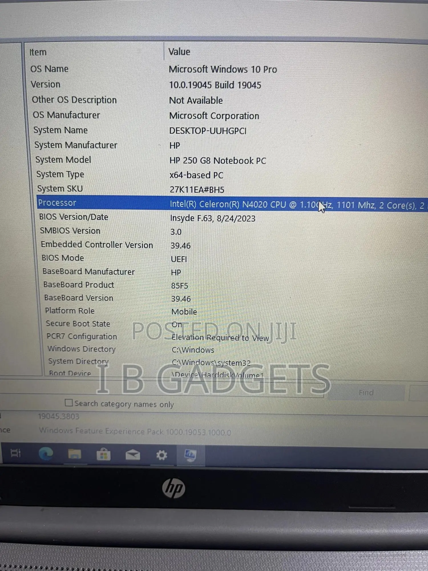 Laptop HP 250 G8 4GB Intel Celeron HDD+SSD 320GB