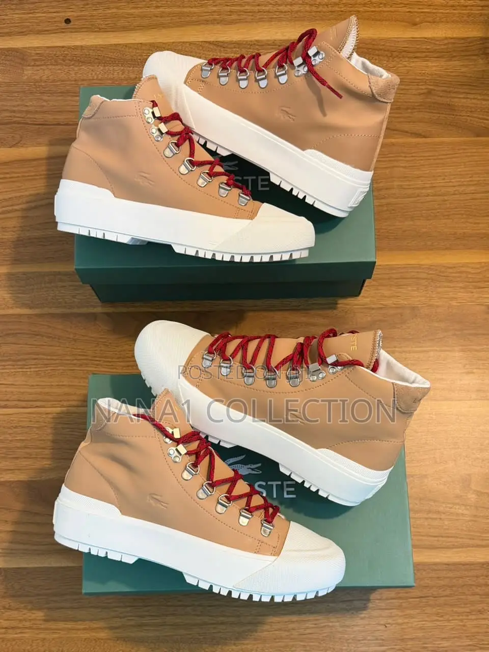 Lacoste Gripshot Mid Cut Boots in Brown/White