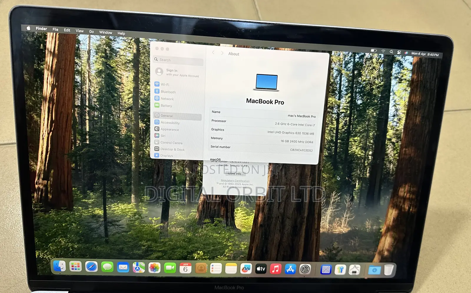 Laptop Apple MacBook Pro 2018 16GB Intel Core i7 SSD 512GB