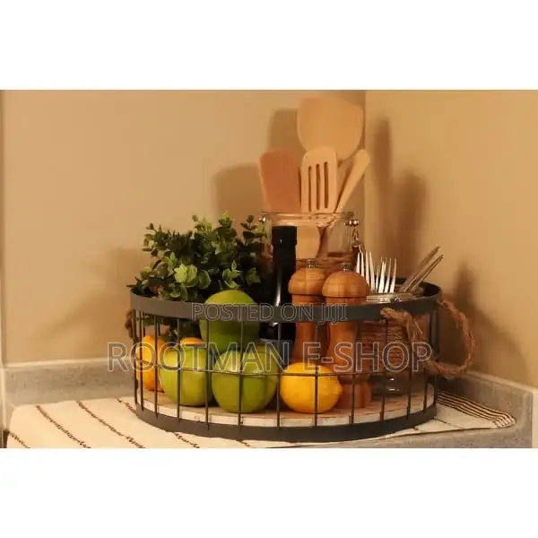 Wire Baskets With Wooden Base And Handles