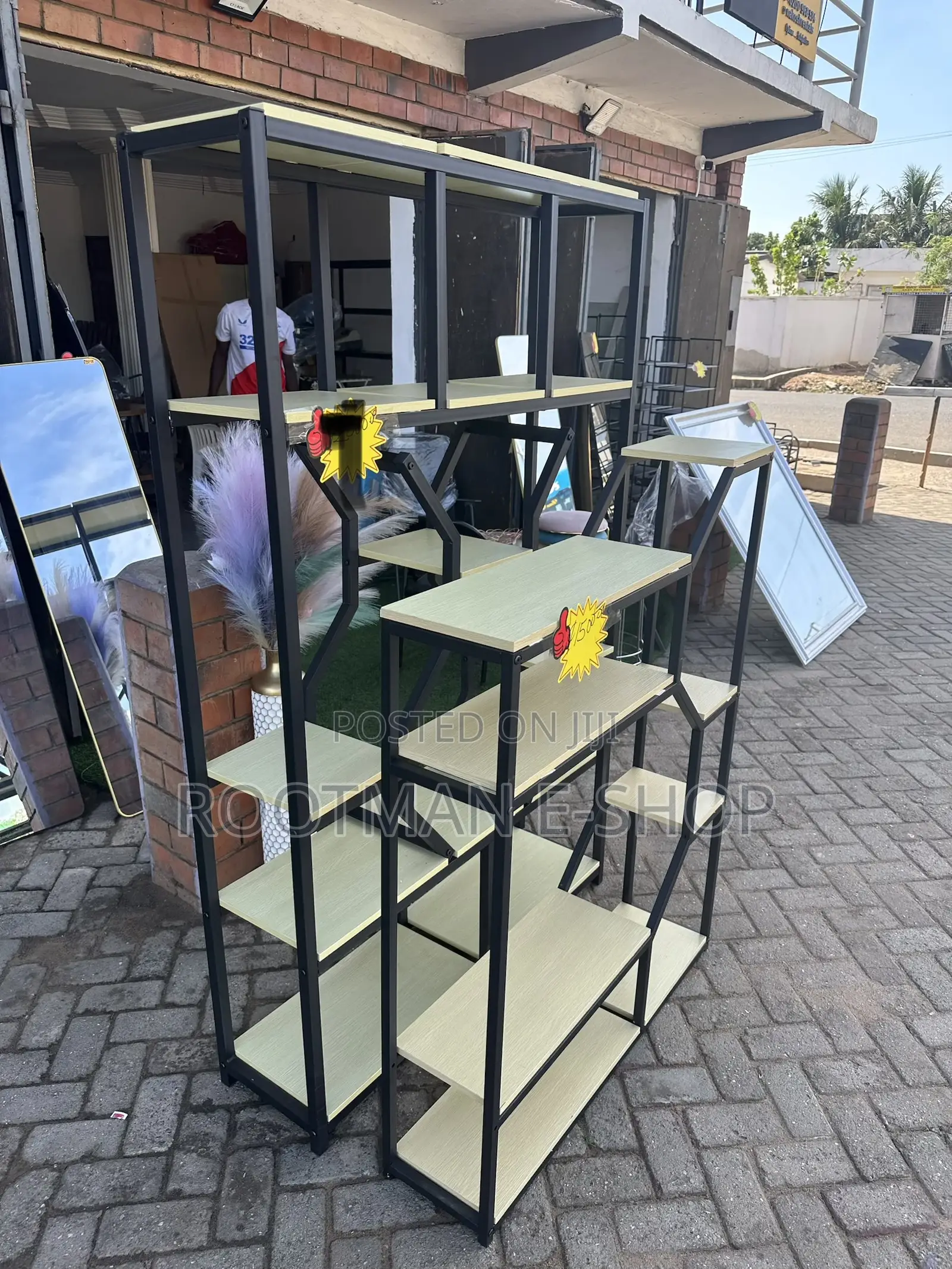 Vertical Open Back Display Shelving With Steel Frame And 10 Shelves,